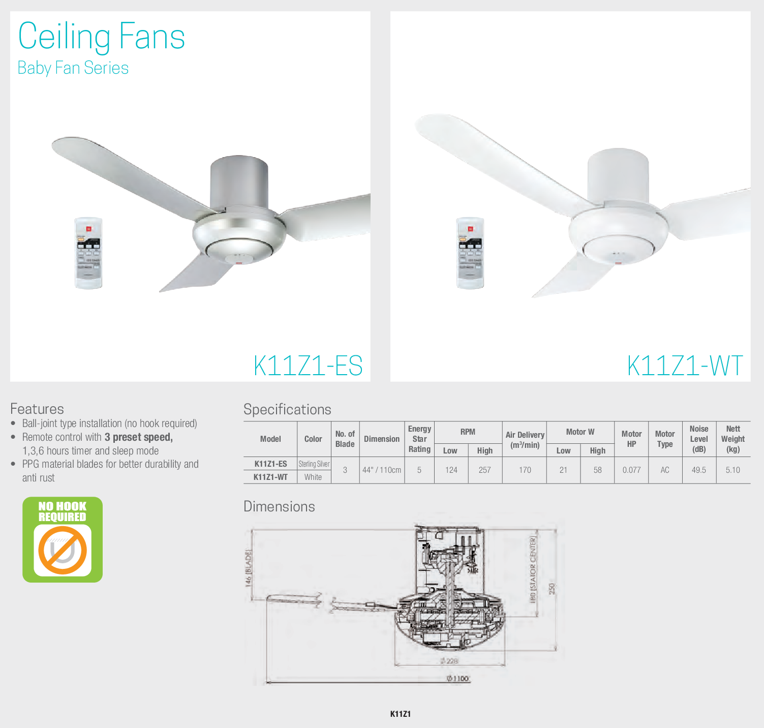 Baby Fan K11z1 44 Inch Ceiling