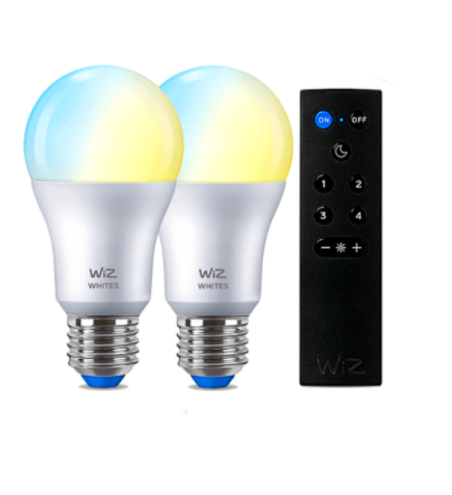 PHILIPS - WiZ WIFI LED 9W Tunable White Bulb (x2) & WiZmote (x1)