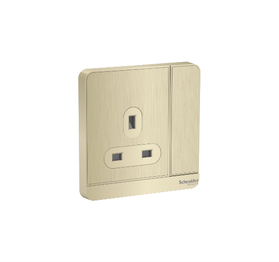 AvatarOn - 13A 250V 1 Gang Switched Socket (Metal Gold Hairline)