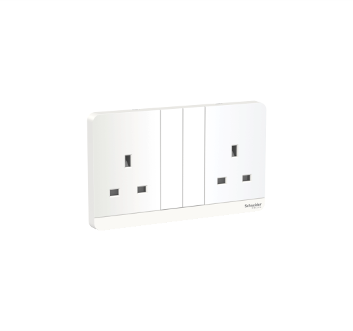 AvatarOn - 13A 250V Twin Gang Switched Socket (White)