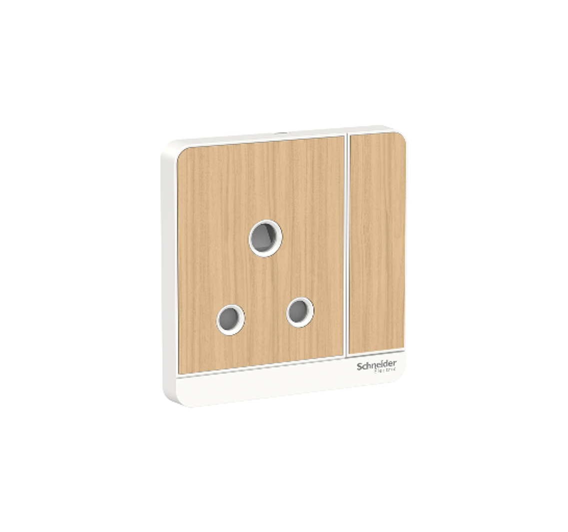 AvatarOn - 15A 250V 1 Gang Switched Socket (Light Wood)