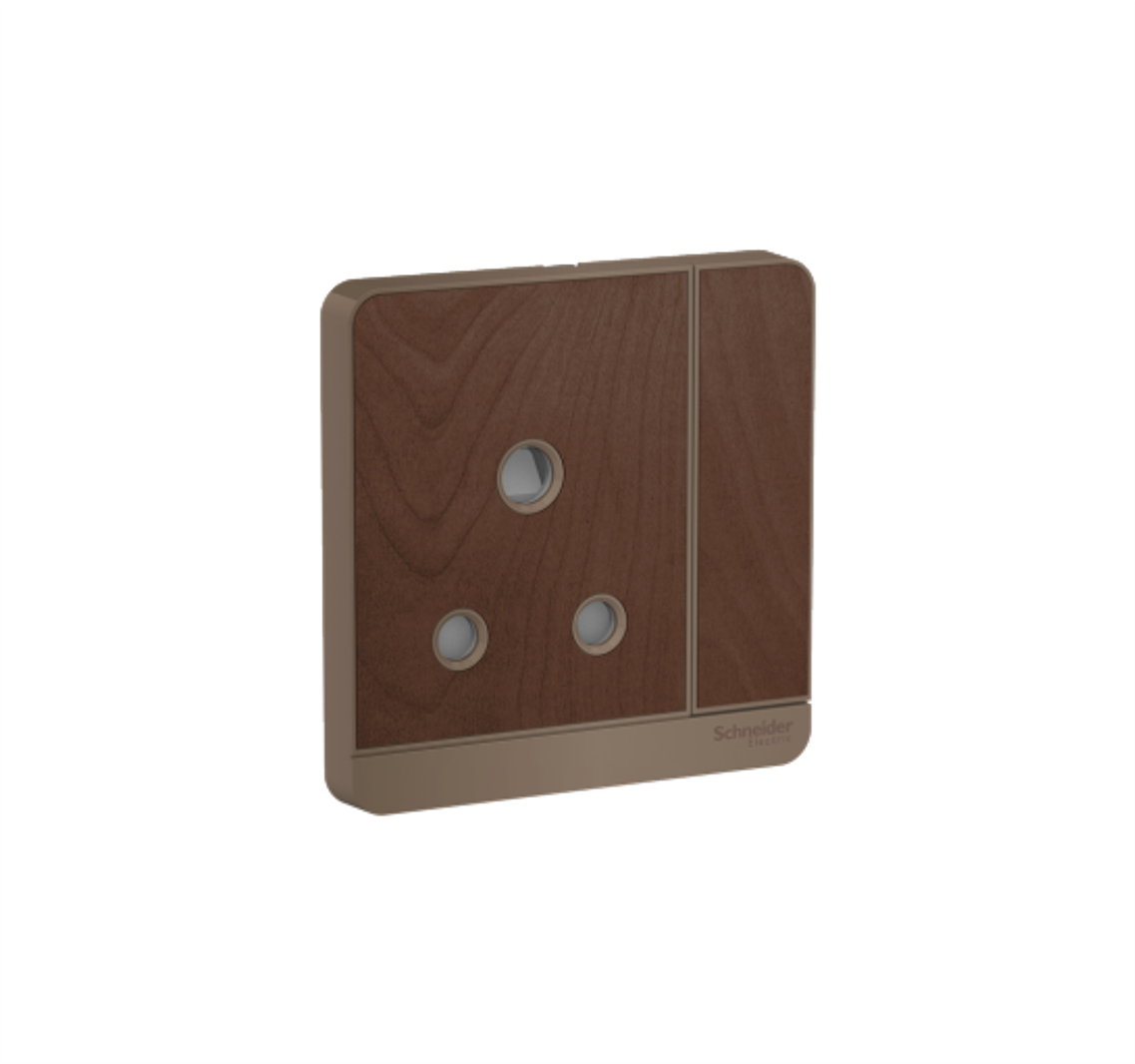 AvatarOn - 15A 250V 1 Gang Switched Socket (Dark Wood)