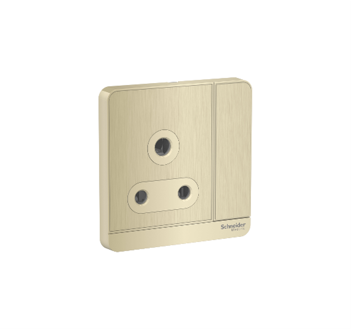 AvatarOn - 15A 250V 1 Gang Switched Socket (Metal Gold Hairline)