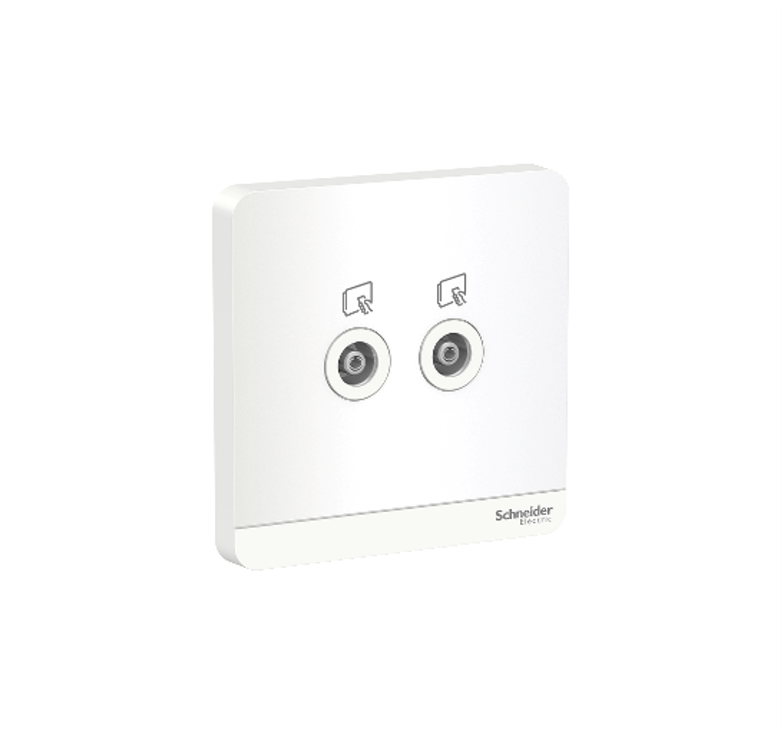 AvatarOn - 2 Gang Co-Axial TV Socket (White)