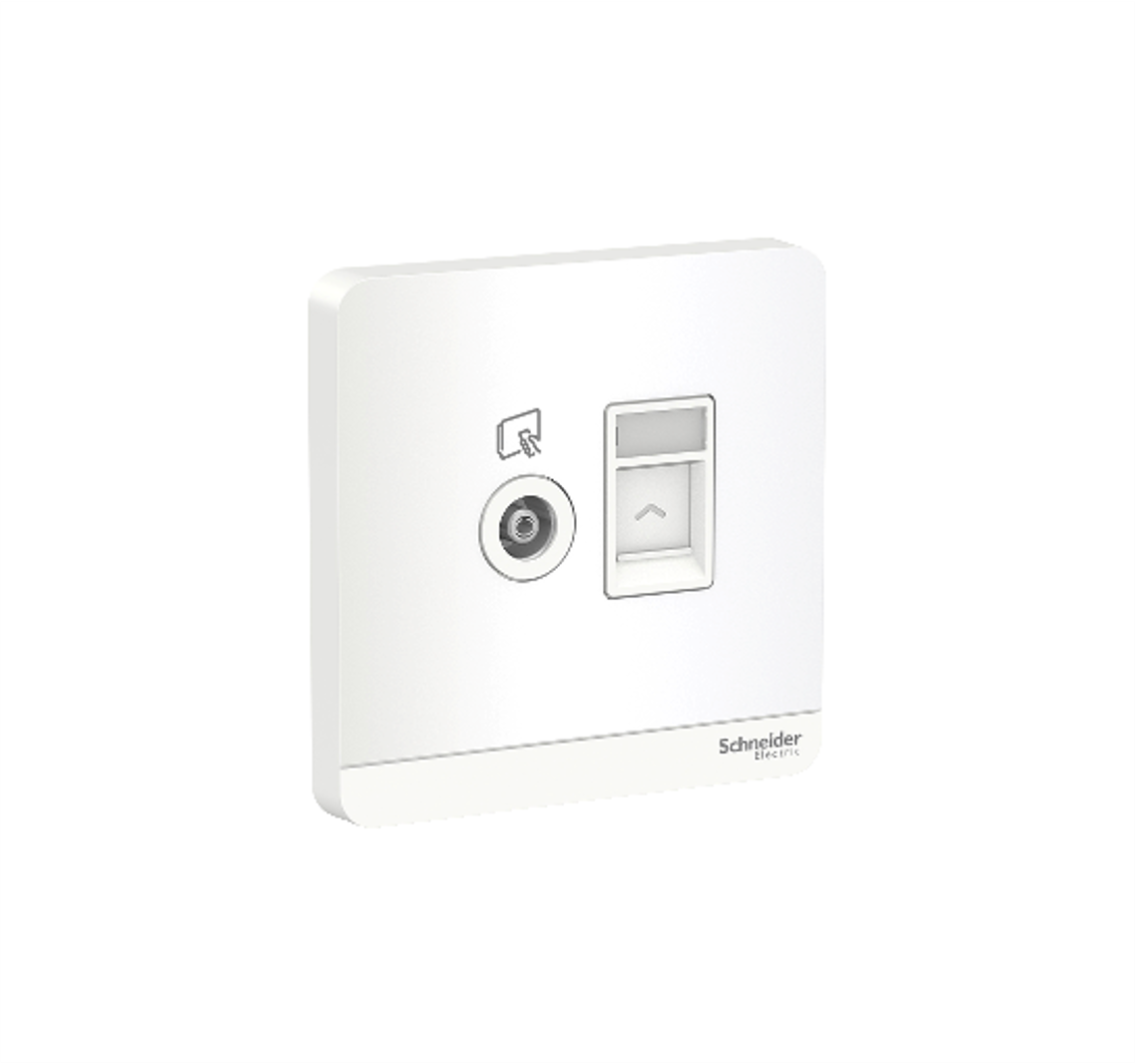 AvatarOn - 1 Gang TV Co-Axial + 1 Gang Cat 5e Data Socket (White)