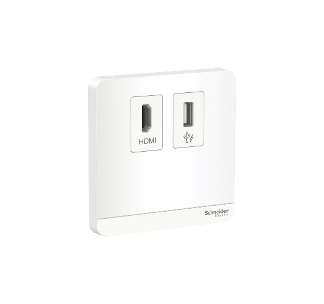 AvatarOn - 1 Gang HDMI + 1 Gang USB Socket (White)