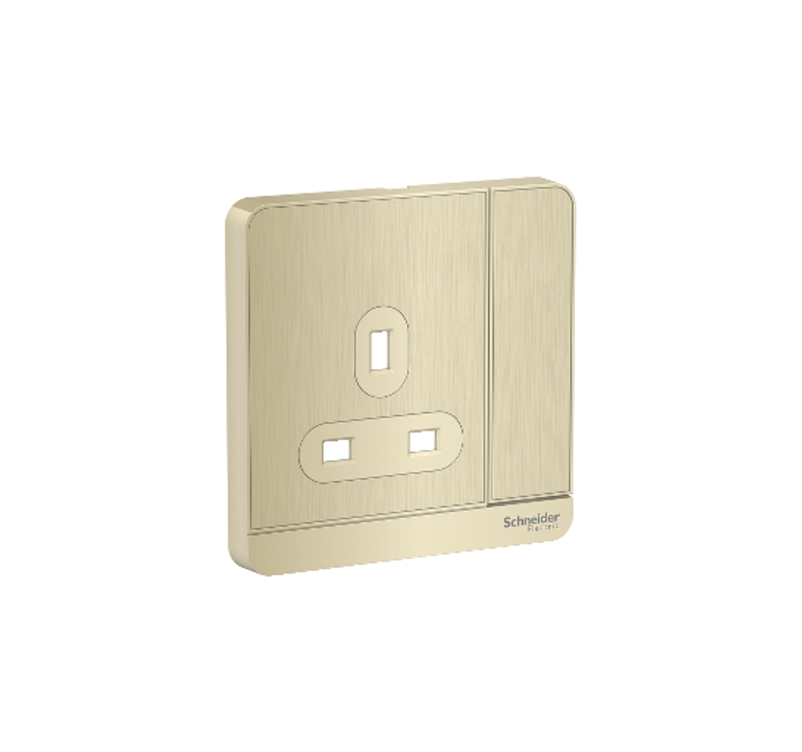 AvatarOn - 13A 1 Gang Switched Socket Cover (Metal Gold Hairline)