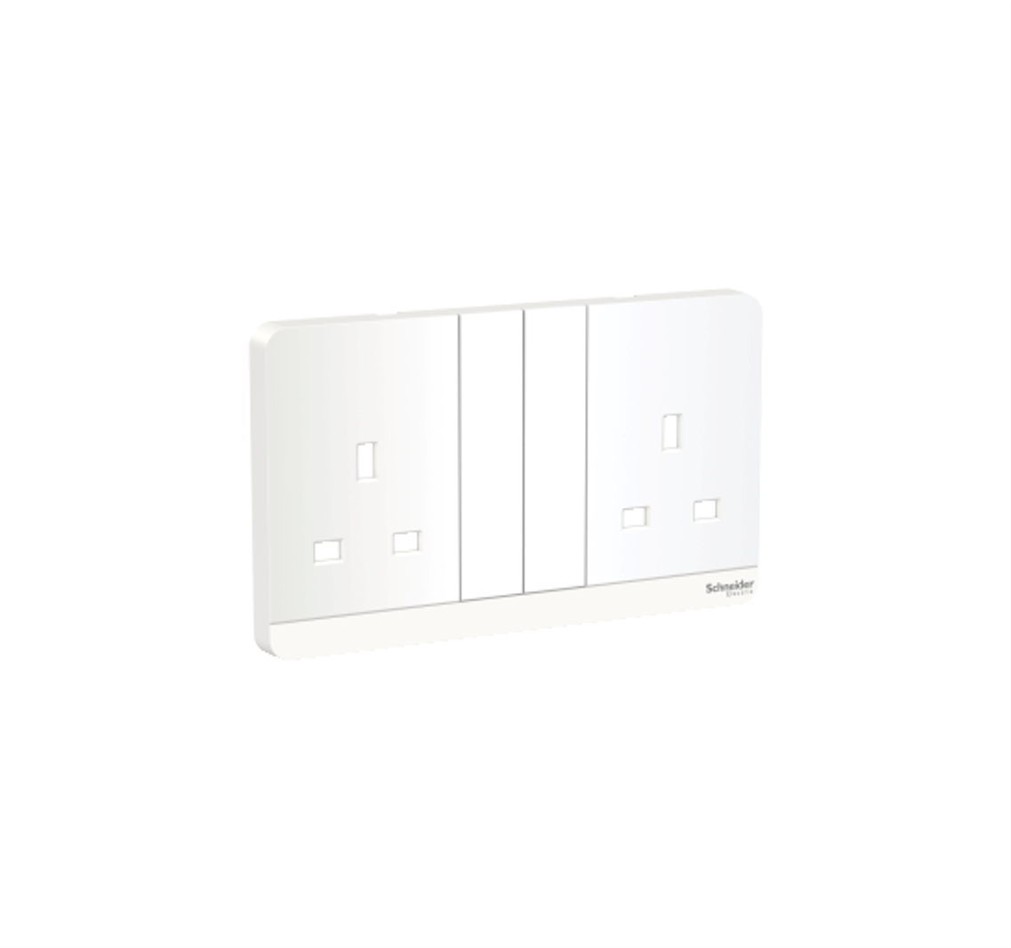 AvatarOn - 13A Twin Gang Switched Socket Cover (White)