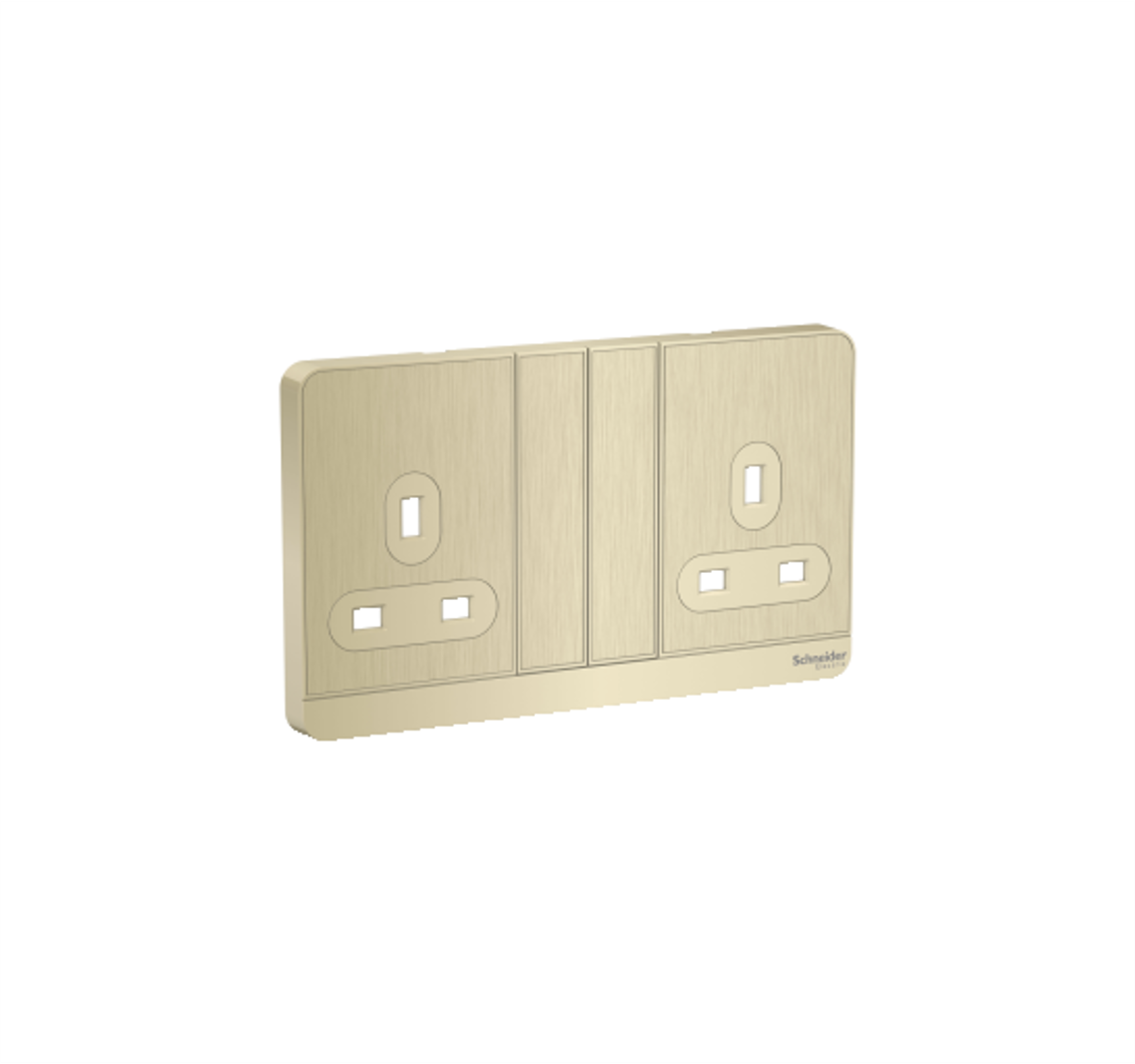 AvatarOn - 13A Twin Gang Switched Socket Cover (Metal Gold Hairline)