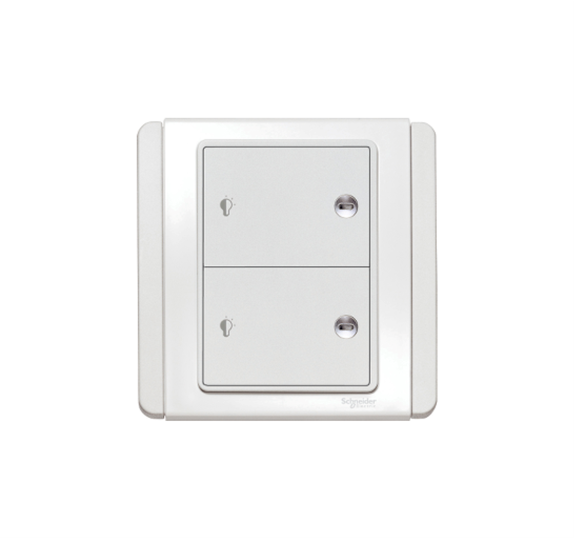 NEO - 400W 2 Gang Horizontal Dimming Switch with White LED (White)