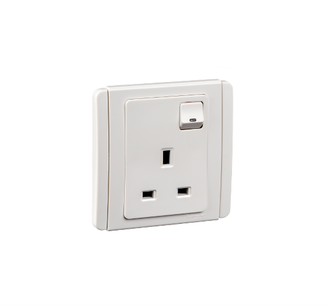 NEO - 13A 3 Pin Switched Socket Outlet with White LED (White)