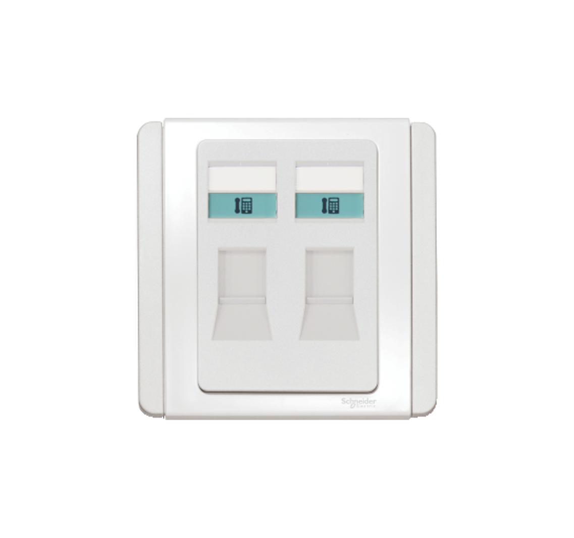 NEO - 2 Gang RJ11 4 Pin Telephone Outlet (White)