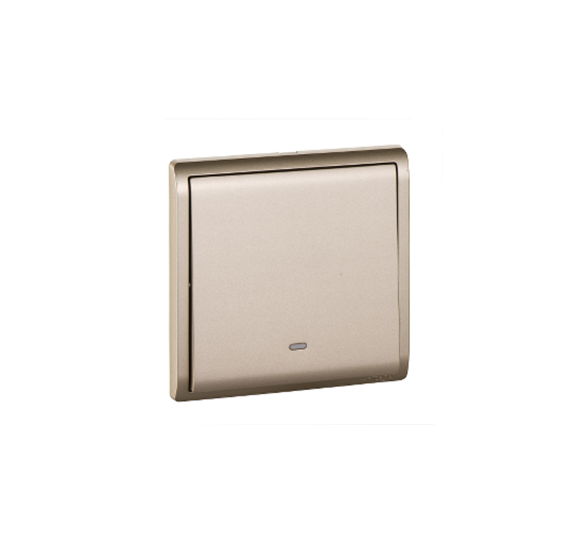 PIENO - 10A 250V 1 Gang Momentary Switch with Fluorsecent Locator (Wine Gold)