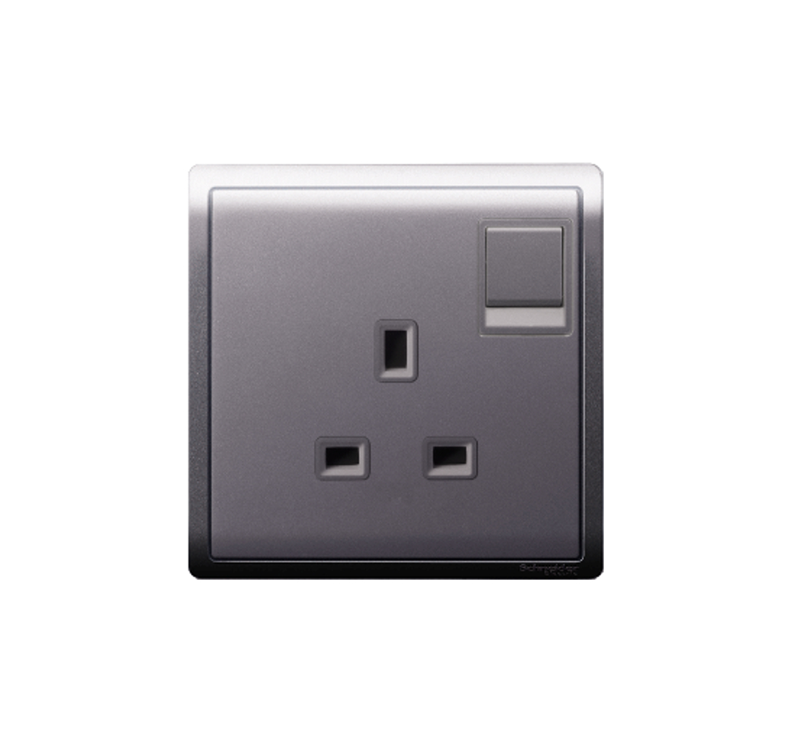 PIENO - 13A 250V 1 Gang Switched Socket (Lavendar Silver)