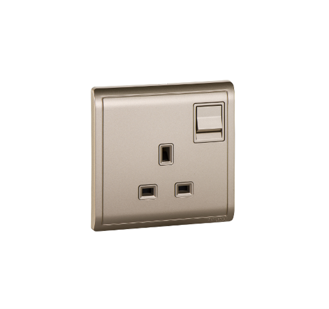 PIENO - 13A 250V 1 Gang Switched Socket (Wine Gold)