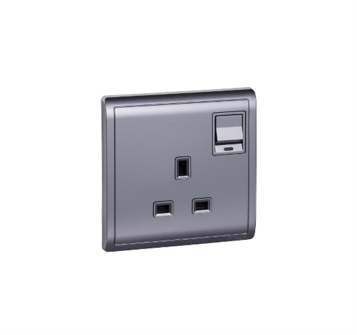 PIENO - 13A 250V 1 Gang Switched Socket with Neon (Lavendar Silver)