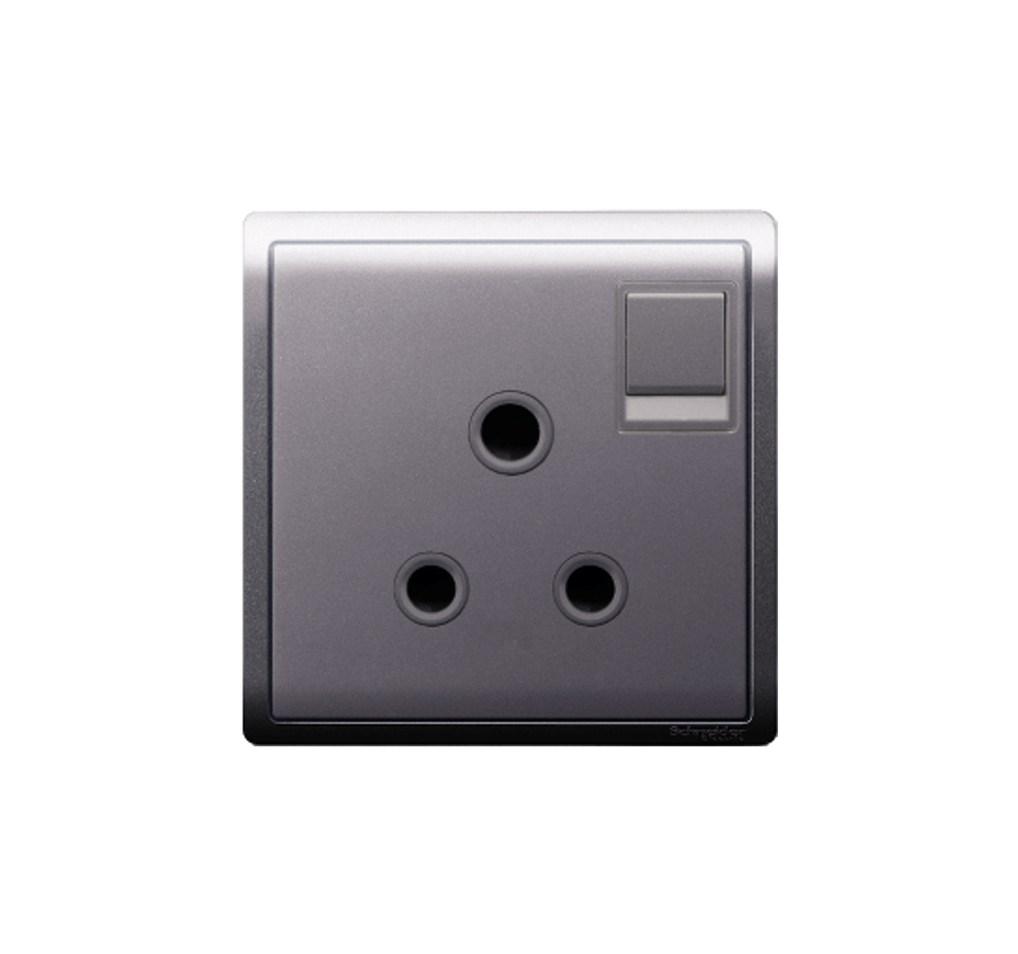 PIENO - 15A 250V 1 Gang 3 Round Pin Switched Socket (Lavendar Silver)