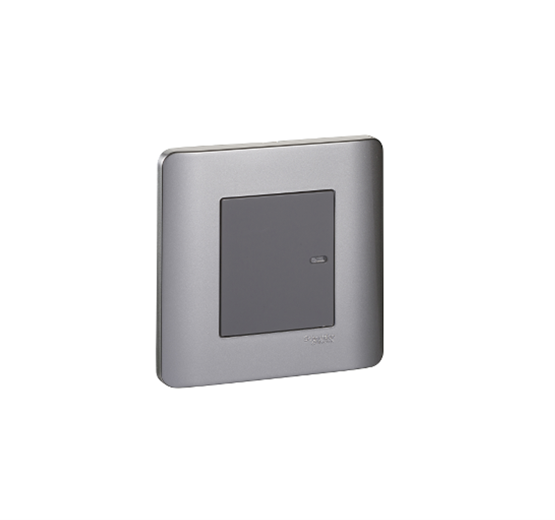 ZENCELO - 16AX 1 Gang 1 Way Full-Flat Switch with Ondicator (Silver Satin)