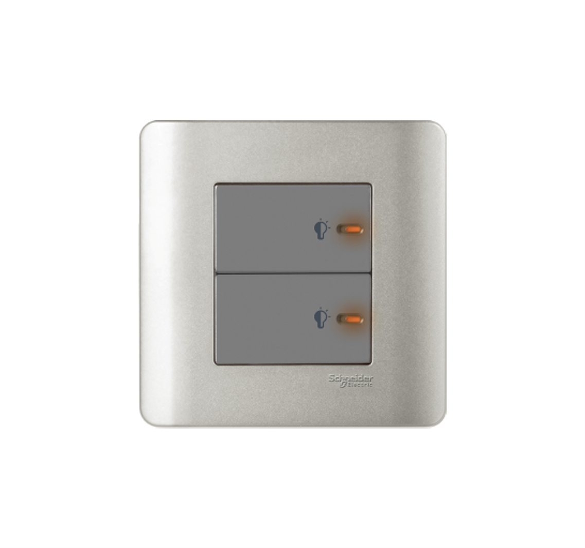 ZENCELO - 2 Gang 300VA, 50Hz Full-Flat Universal Dimmer with LED (Silver Satin)