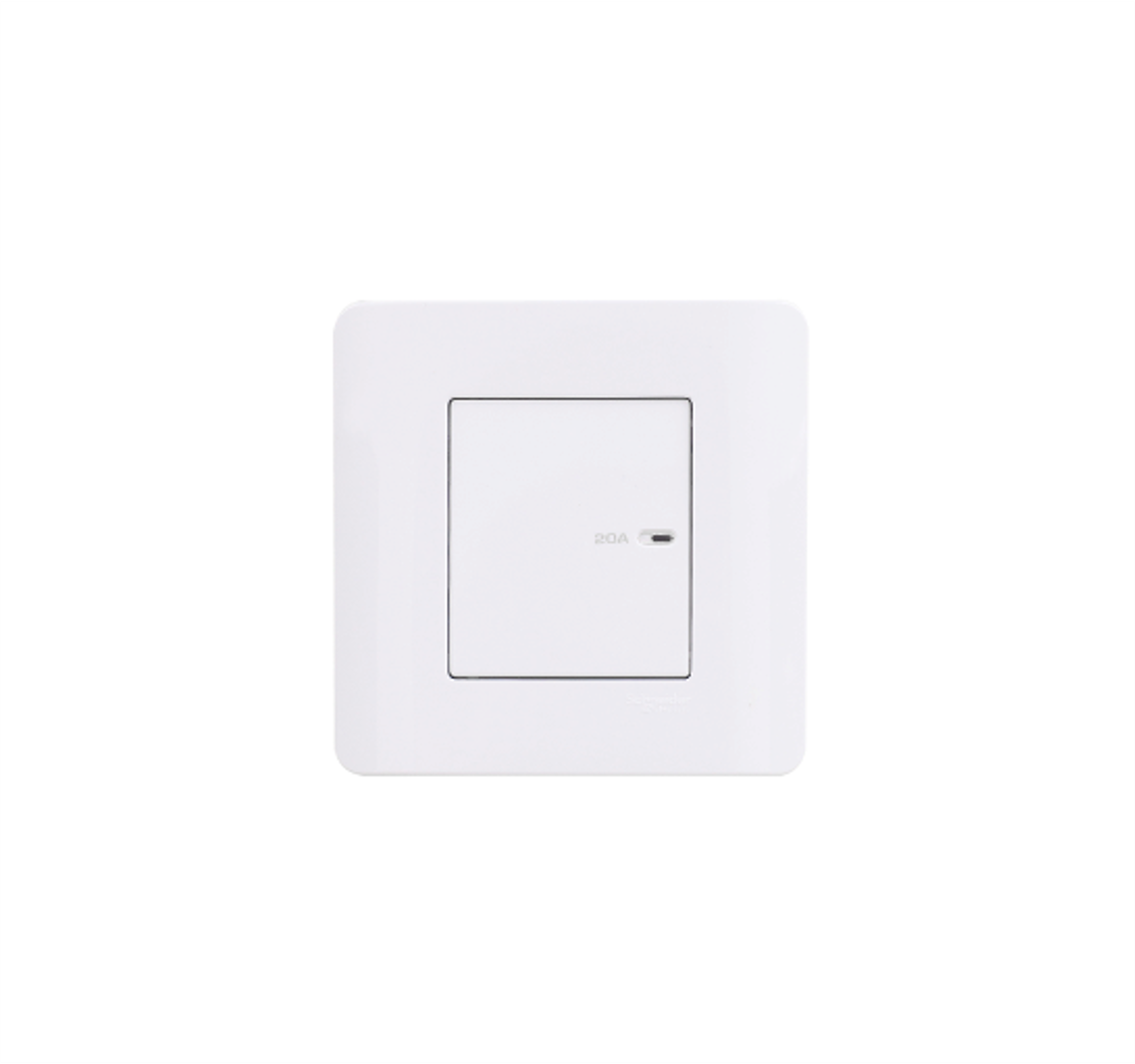 ZENCELO - 20A 1 Gang 1 Way Full-Flat Double Pole Switch with Neon (White)