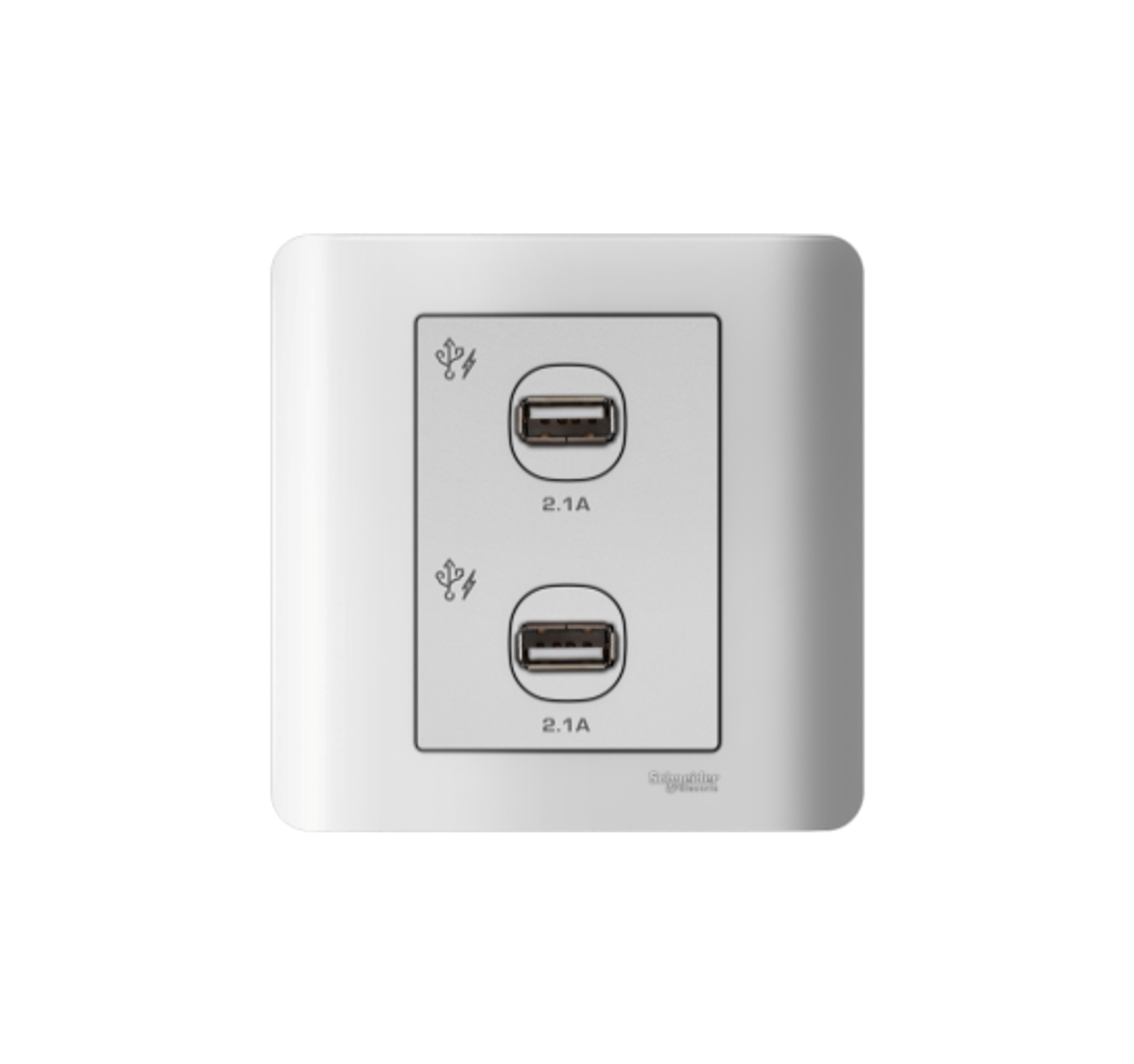 ZENCELO - USB Wall Charger 2.1A Dual Outlet (White)