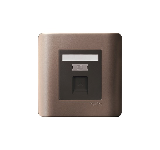 ZENCELO - 1 Gang Telephone Socket on Shuttered Wallplate (Silver Bronze)