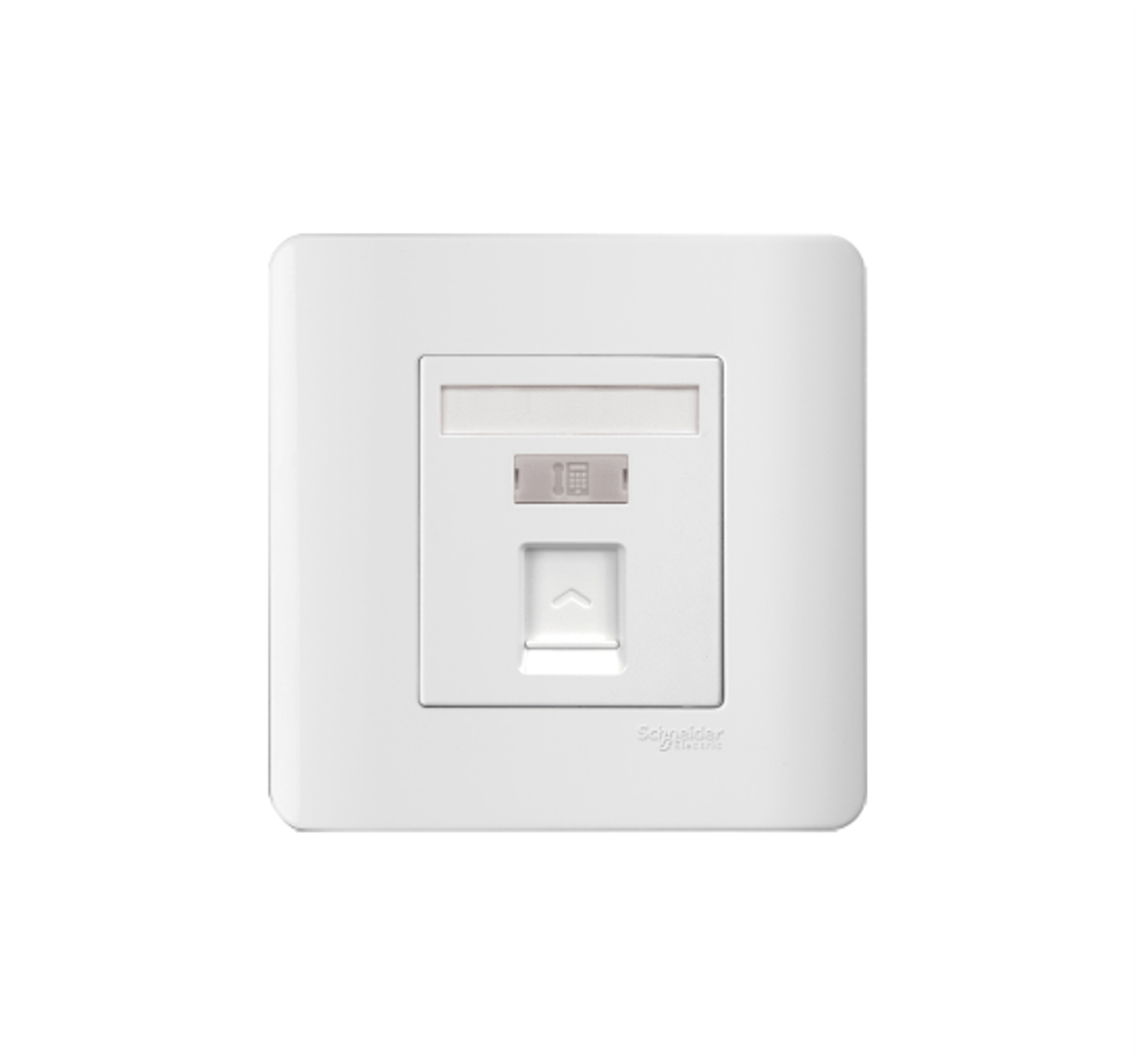 ZENCELO - 1 Gang Telephone Socket on Shuttered Wallplate (White)