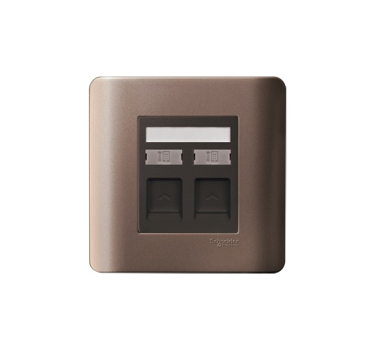 ZENCELO - 2 Gang Telephone Socket on Shuttered Wallplate (Silver Bronze)