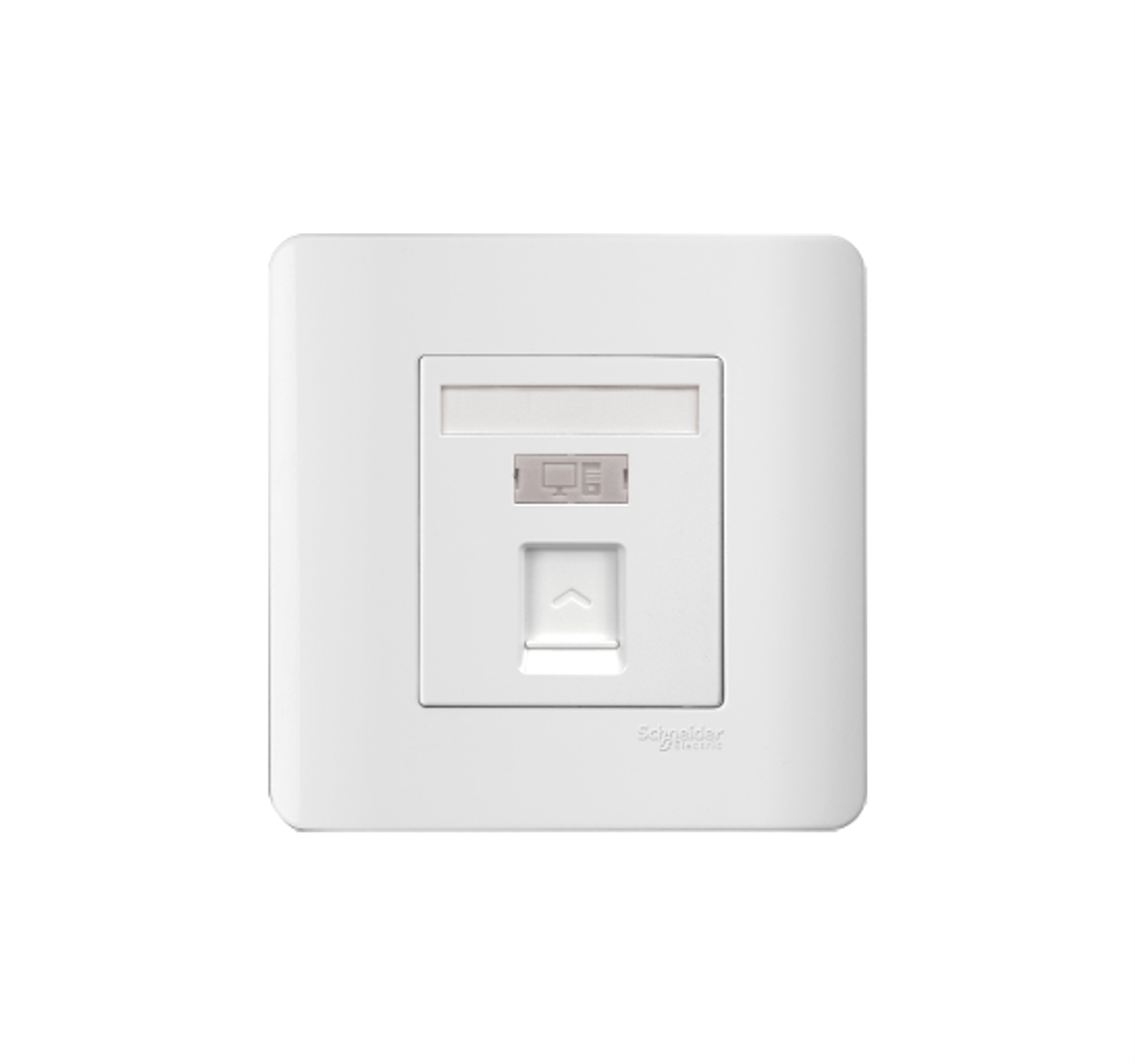 ZENCELO - 1 Gang RJ45 Cat.5e Data Outlet on Shuttered Wallplate (White)