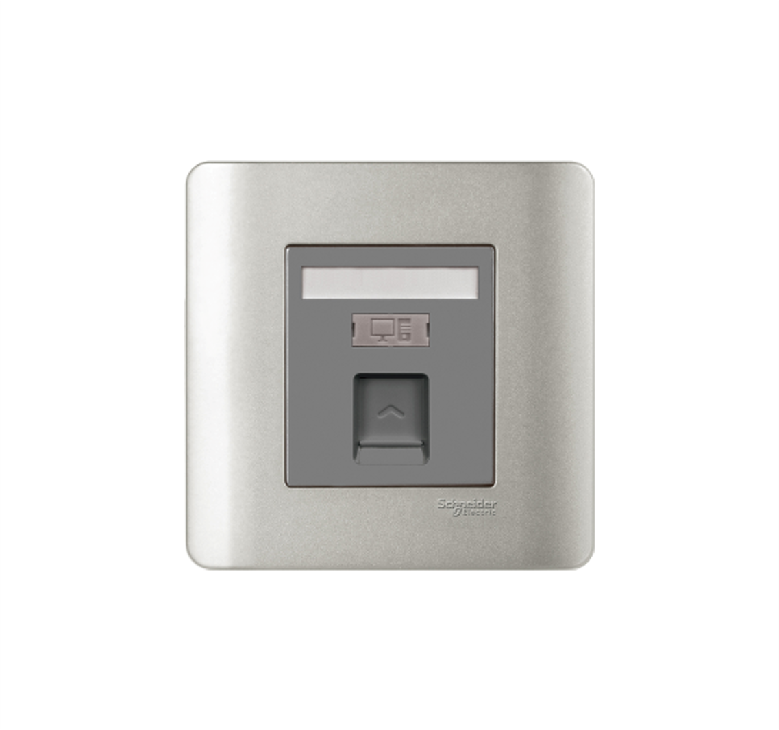 ZENCELO - 1 Gang Shuttered Wallplate without Modular Jack (Silver Satin)