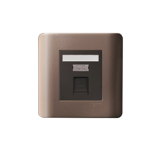 ZENCELO - 1 Gang Shuttered Wallplate without Modular Jack (Silver Bronze)