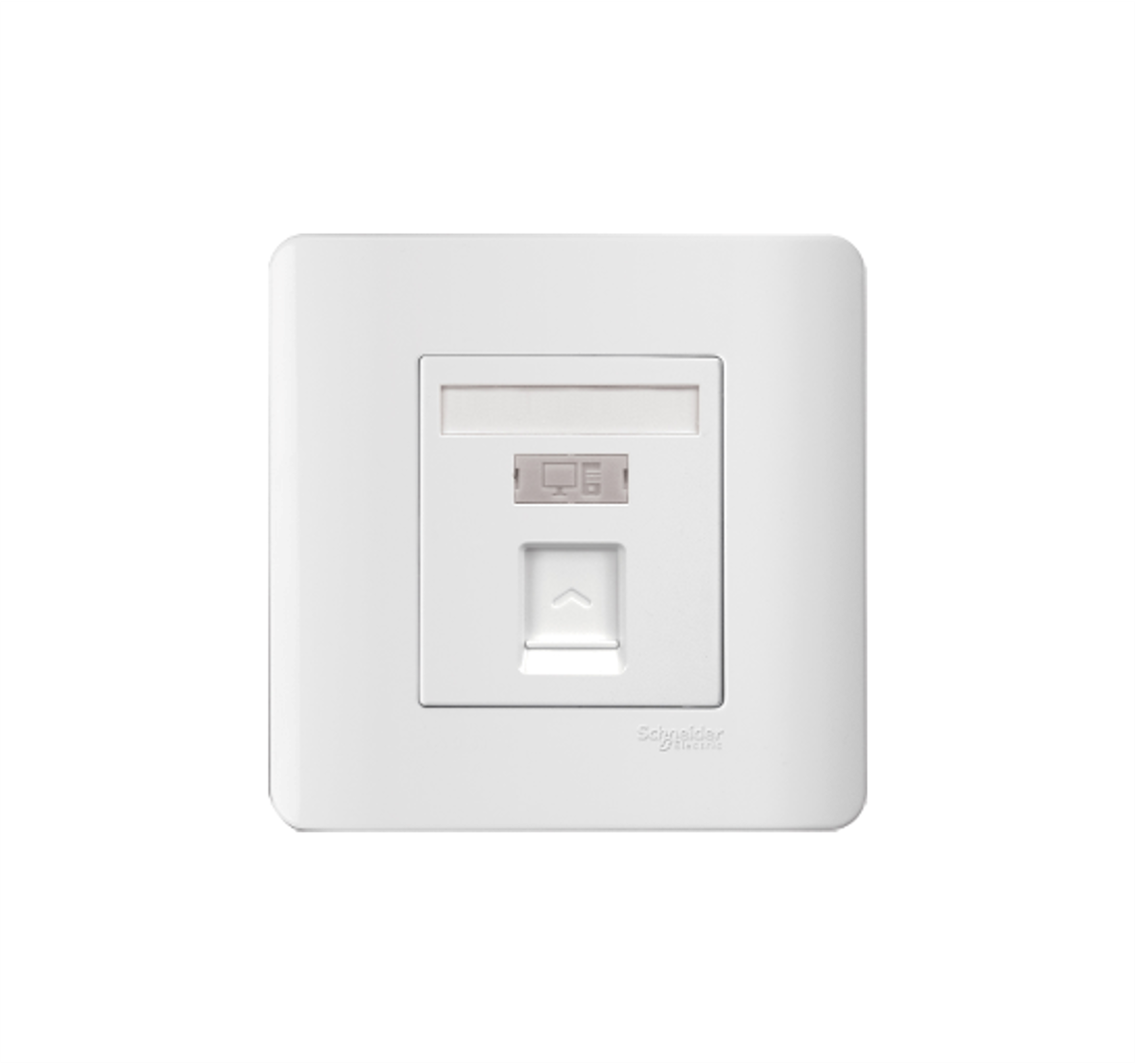 ZENCELO - 1 Gang Shuttered Wallplate without Modular Jack (White)