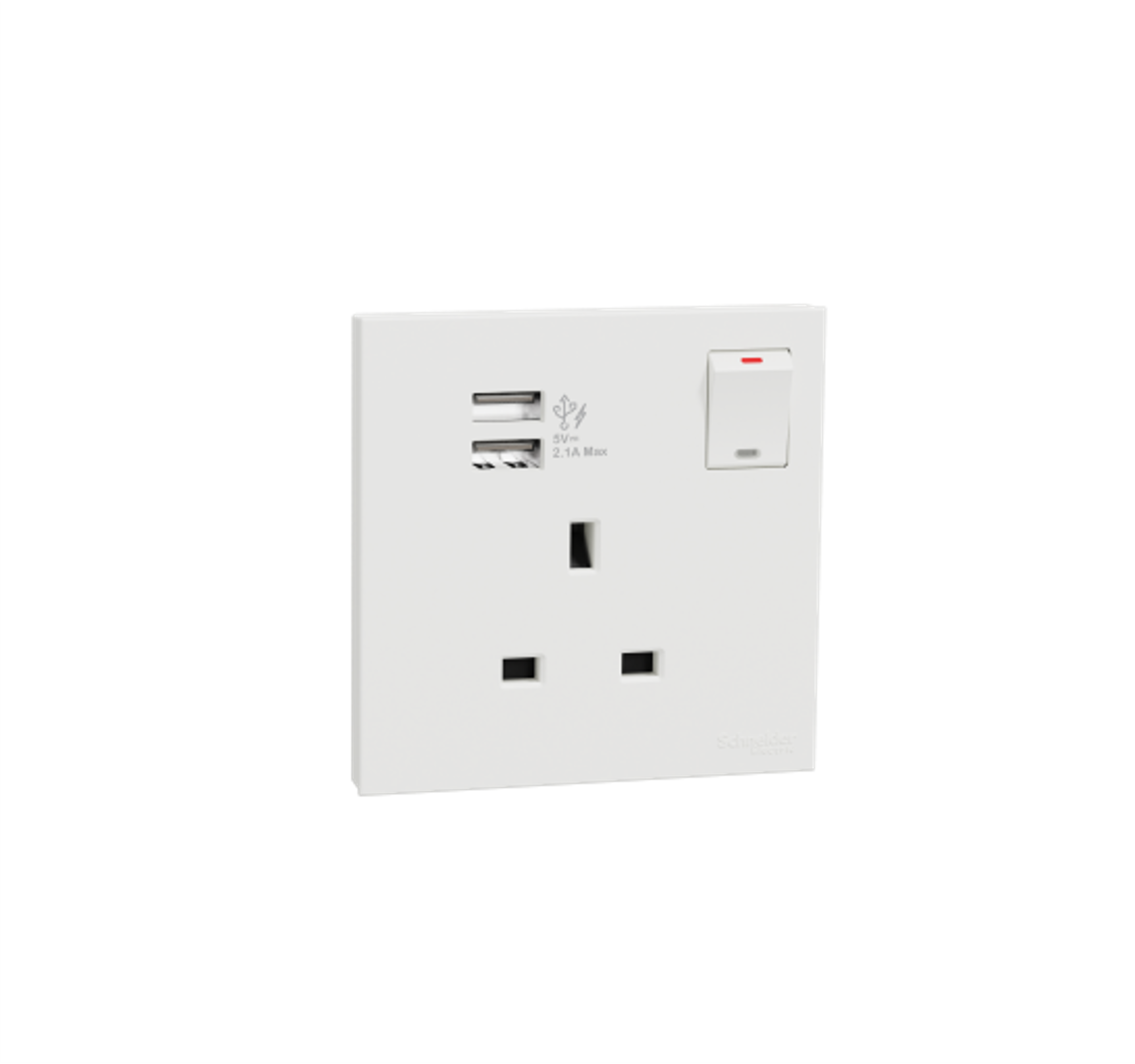 AvatarOn C - 1G Switched Socket + 2 Type A USB Port (White)