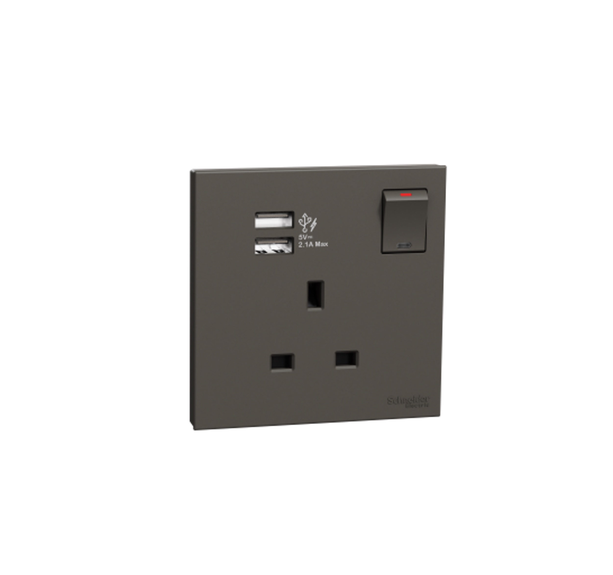 AvatarOn C - 1G Switched Socket + 2 Type A USB Port (Dark Grey)